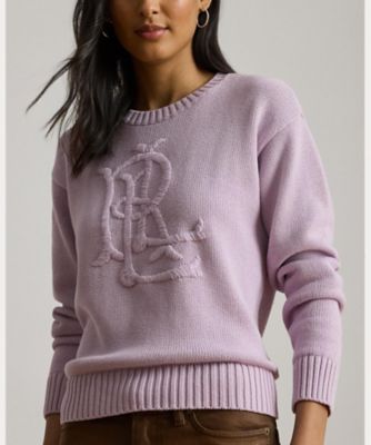 LAUREN エンブロイダリーロゴ コームド コットン セーター エンブロイダリーロゴ コームド コットン セーター