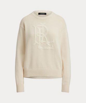 定番　かわいい　ラルフローレン　ハートロゴ　 コットン　ニット　アイボリー 定番 かわいい ラルフローレン ハートロゴ コットン ニット