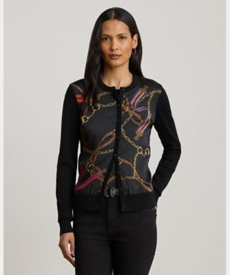 ベルティングプリント コットンブレンド カーディガン