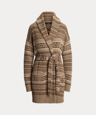 フェア アイル ベルテッド ウールブレンド カーディガン