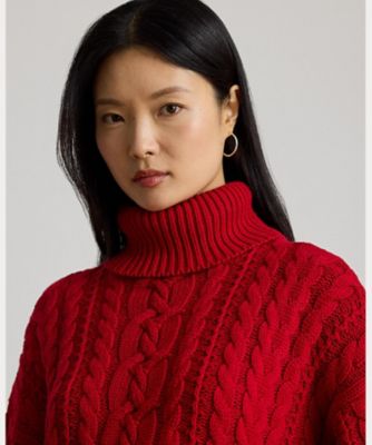 ケーブルニット タートルネック セーター