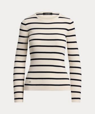 LAUREN RALPH LAUREN (Women)/ローレン ラルフ ローレン ストライプド リブニット クルーネック セーター WMLRSWES6820824 101ナチュラル トップス【三越伊勢丹/公式】
