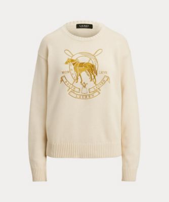 LAUREN RALPH LAUREN (Women)/ローレン ラルフ ローレン エンブロイダリー コットン クルーネック セーター WMLRSWES6820825 101ナチュラル トップス【三越伊勢丹/公式】