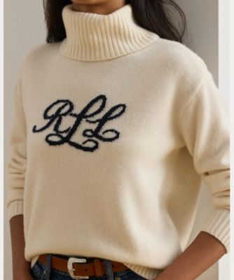 ロゴ カシミヤ タートルネック セーター