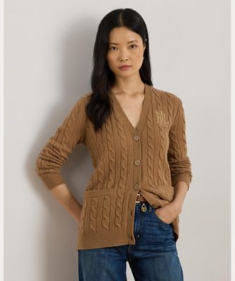 ケーブルニット ウールカシミヤ カーディガン