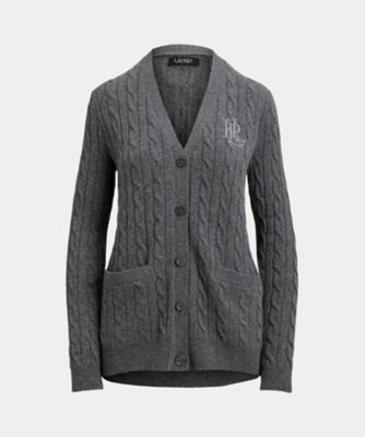 ＜LAUREN RALPH LAUREN (Women)＞ケーブルニット　ウールカシミヤ　カーディガン　ＷＭＬＲＳＷＥＳ６８２０８５４