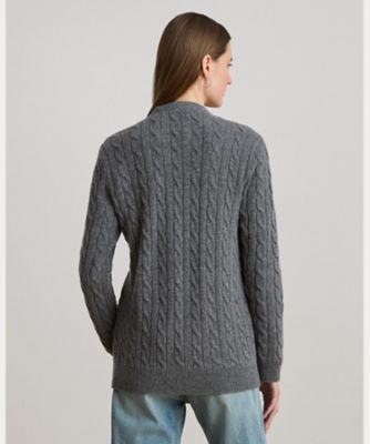 ケーブルニット ウールカシミヤ カーディガン