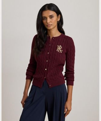 ケーブルニット コットン カーディガン