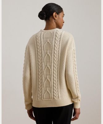 ラルフローレン　ワンポイント刺繍　ケーブルニット　アイボリー　クルーネック POLO RALPH LAUREN（ポロ・ラルフローレン） セーター 211971865