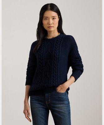 【専用】ラルフローレン大人気カシミヤ混クルーネックケーブルニットセーター現行 ケーブルニット ウールカシミヤ セーター | POLO RALPH LAUREN WOMENS