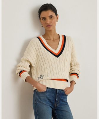 人気✨LAUREN RALPH LAUREN ケーブルニットクリケットセーター ケーブルニット コットン クリケット セーター