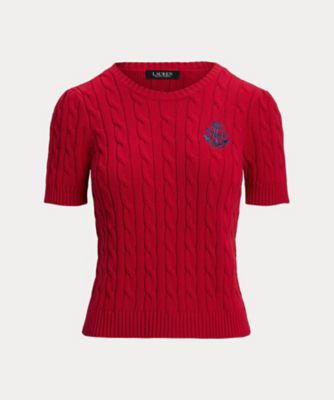 ＜LAUREN RALPH LAUREN (Women)＞ケーブルニット　コットン　ショートスリーブ　セーター　ＷＭＬＲＳＷＥＳＮ８２０１４２