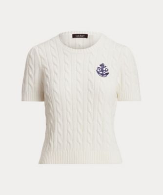 ＜LAUREN RALPH LAUREN (Women)＞ケーブルニット　コットン　ショートスリーブ　セーター　ＷＭＬＲＳＷＥＳＮ８２０１４４