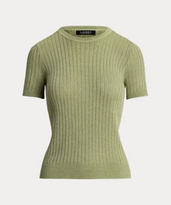 ＜LAUREN RALPH LAUREN (Women)＞メタリック　リブニット　ショートスリーブ　セーター　ＷＭＬＲＳＷＥＳＮ８２０１４９
