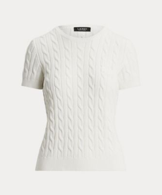 ＜LAUREN RALPH LAUREN (Women)＞ケーブルニット　コットン　ショートスリーブ　セーター　ＷＭＬＲＳＷＥＳＮ８２０１５６