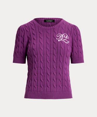 ＜LAUREN RALPH LAUREN (Women)＞ケーブルニット　コットン　ショートスリーブ　セーター　ＷＭＬＲＳＷＥＳＮ８２０１６７