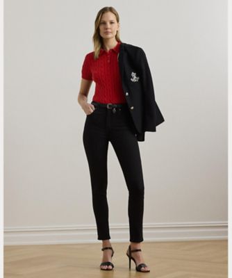 POLO RALPH LAURENラルフローレン　ケーブルポロニット　海外ガール ケーブルニット コットン ポロ セーター
