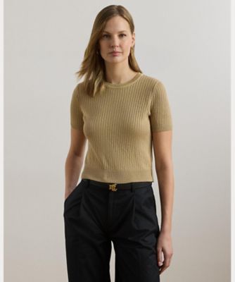 Ralph Lauren - ラルフローレン パープルレーベル ニット ショートスリーブ 半袖 ウール S ケーブルニット コットン ショートスリーブ セーター
