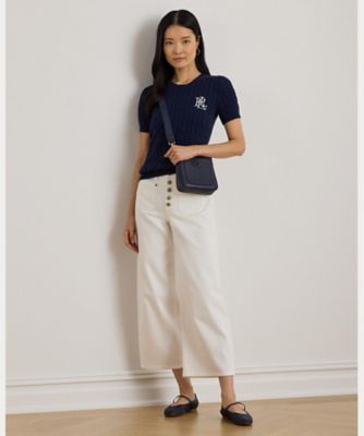 ケーブルニット コットン ショートスリーブ セーター