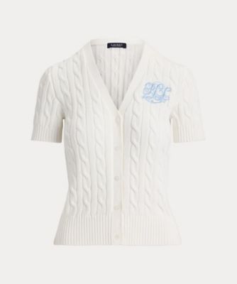 ＜LAUREN RALPH LAUREN (Women)＞ケーブルニット　コットン　ショートスリーブ　カーディガン　ＷＭＬＲＳＷＥＳＮ８２０１９９