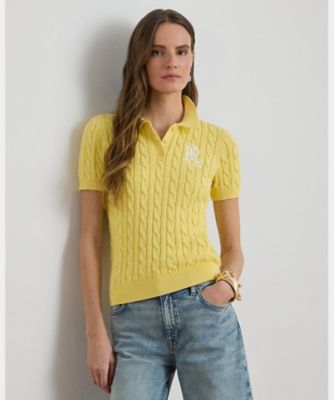ポロラルフローレン ケーブルニットポロシャツ 700イエロー ポロ ラルフ ローレン POLO RALPH LAUREN ケーブルニット ポロシャツ