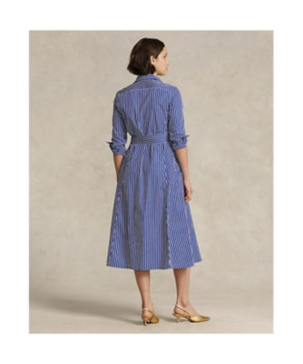 ベルテッド ストライプド コットン シャツドレス | ファッション・服 