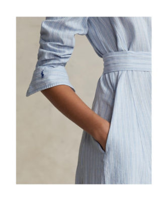 ベルテッド ストライプド リネンコットン シャツドレス | POLO RALPH  