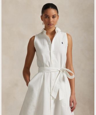 Lauren Ralph Lauren ★ ベルテッドノースリーブ シャツドレス POLO RALPH LAUREN シャツワンピース オックスフォード