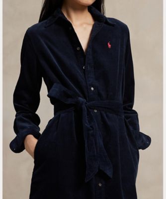POLO RALPH LAUREN ベルテッド コーデュロイ シャツドレス POLO RALPH LAUREN シャツワンピース コーデュロイ ベルテッド
