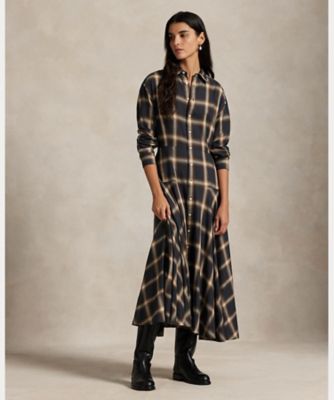 チェック ツイル パネルド シャツドレス