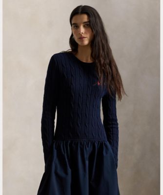 Polo by RalphLauren 　セーターボディドレス　25SS ケーブルニット ボディス コットン ドレス