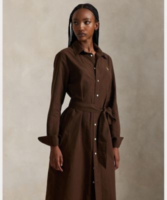 コットンリネン ベルテッド シャツドレス