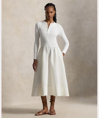 コットン ヘンリーネック ドレス WMPODRSNFA21047