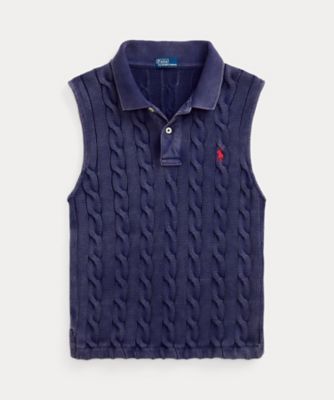 ＜POLO RALPH LAUREN WOMENS (Women)＞ケーブルニット　クロップド　ポロシャツ　ＷＭＰＯＫＮＩＮＢ９２０２３９