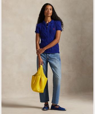 ケーブルニット コットン ポロシャツ WMPOKNINB920294