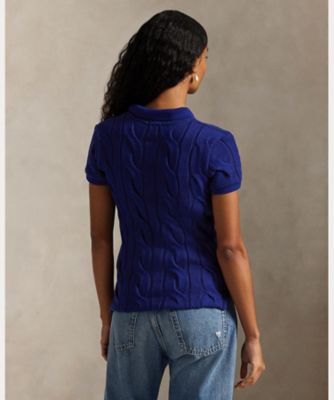 ケーブルニット コットン ポロシャツ WMPOKNINB920294