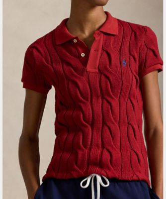 ケーブルニット コットン ポロシャツ WMPOKNINB920295