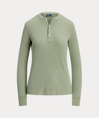 POLO RALPH LAUREN WOMENS (Women)/ポロ ラルフ ローレン ワッフルニット コットン ヘンリーネック シャツ WMPOKNINC020199