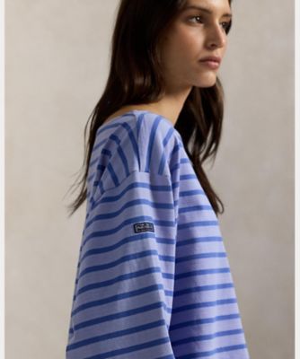 ストライプド ボートネック マリナー Tシャツ