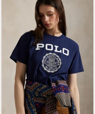 ロゴ クレスト コットン ジャージー クルーネック Tシャツ