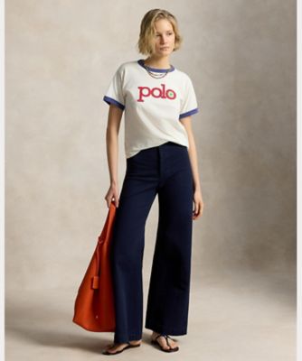 ロゴ コットン ジャージー リンガー Tシャツ