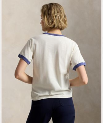 ロゴ コットン ジャージー リンガー Tシャツ