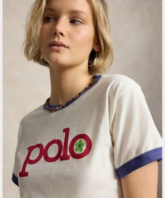 ロゴ コットン ジャージー リンガー Tシャツ