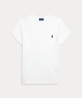 ＜POLO RALPH LAUREN WOMENS (Women)＞コットン　ジャージー　Ｖネック　Ｔシャツ　ＷＭＰＯＫＮＩＮＣＵ２１２６９