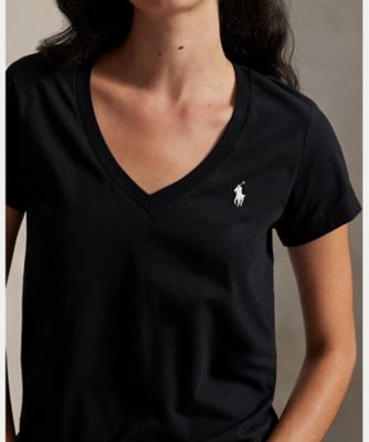 コットン ジャージー Vネック Tシャツ