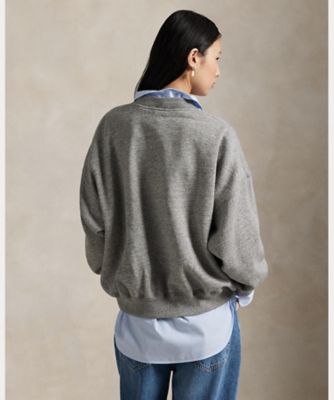 エンブロイダリークレスト フリース クルーネック