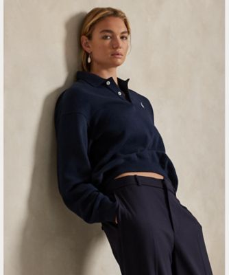 ロゴ フリース ポロカラー プルオーバー