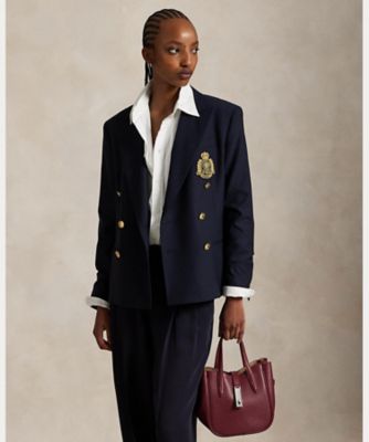 ダブルブレステッド クレスト ブレザー