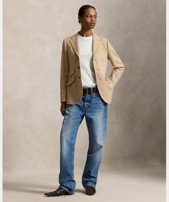 シングルブレステッド ウール ハッキング ブレザー