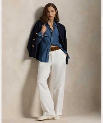 コットン チノ ストレートレッグ パンツ